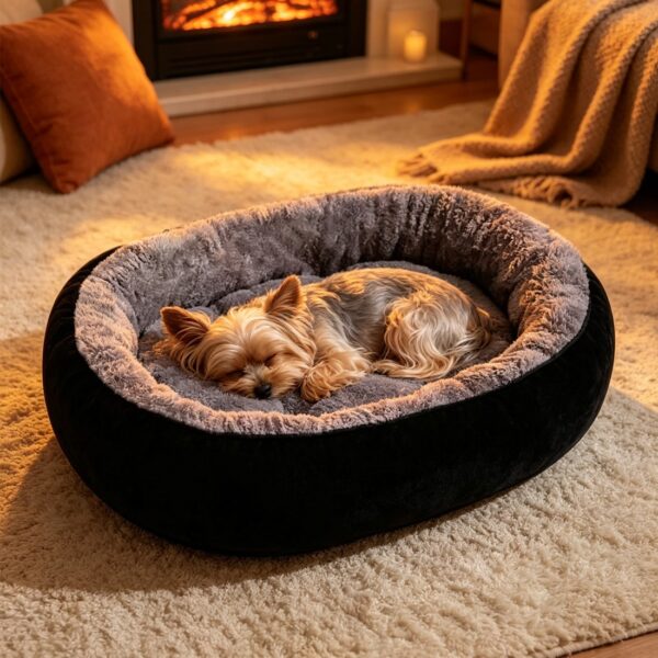 The Burrow round fluffy dog bed with raised rim